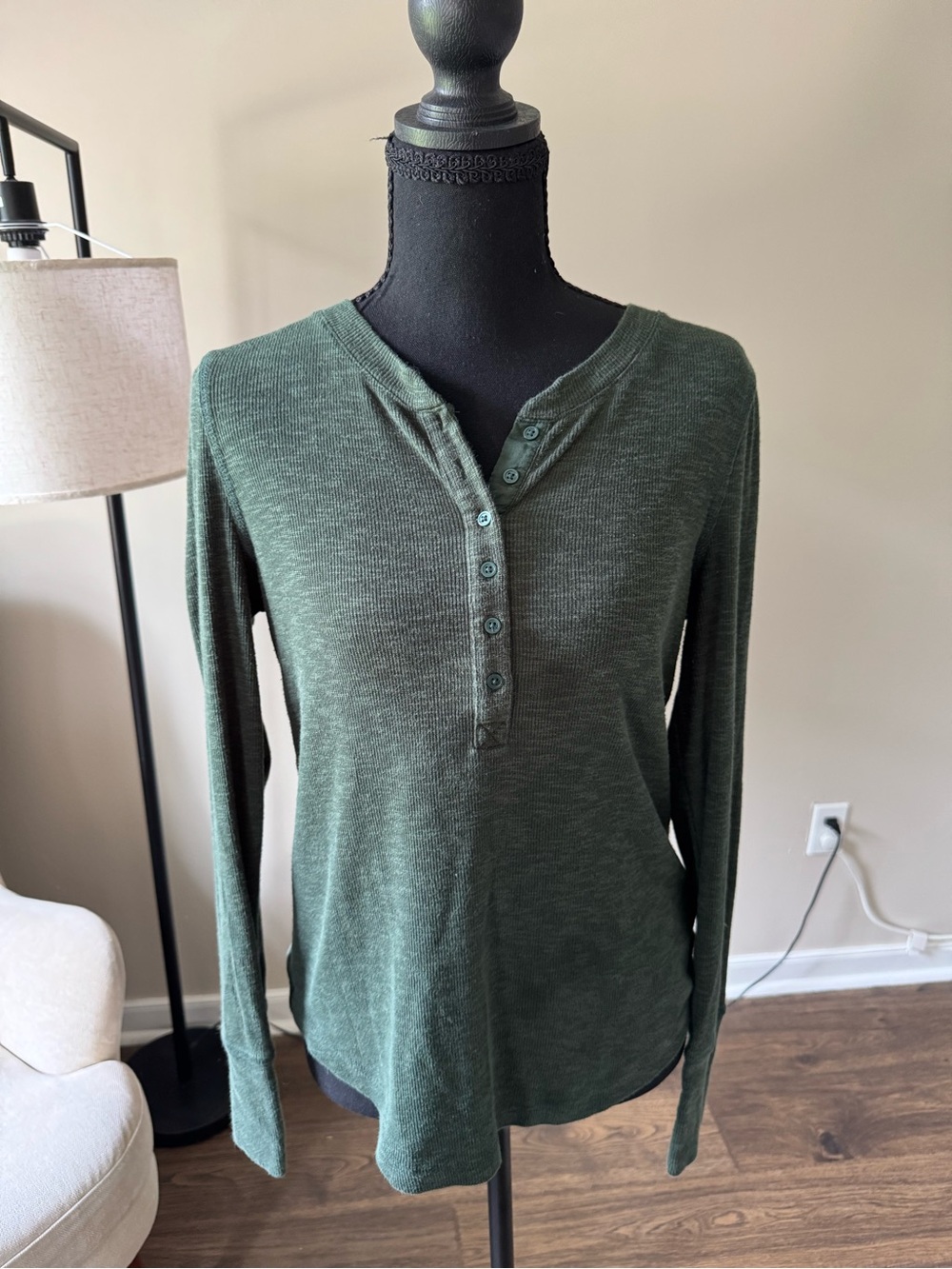 GAP Dark Green Long-Sleeve Henley Top